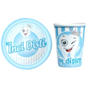 Diş Buğdayı Tabak Bardak Set Mavi 8 Adet