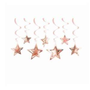 3D Yıldız Asmalı Tavan Süsü Rose Gold
