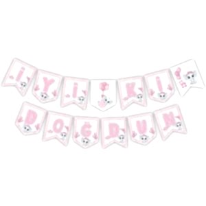 Fil Temalı İyi ki Doğdun Banner Pembe