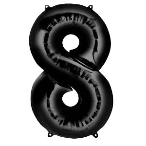 8 Rakam Folyo Balon Siyah 76 cm