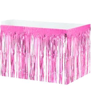 Püsküllü Metalize Masa Eteği Pembe
