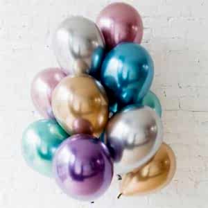 Karışık Renkli Krom Balon 10 Adet