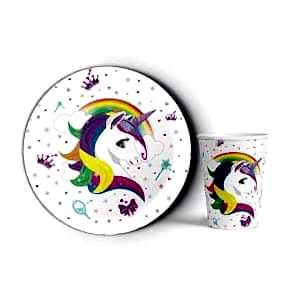 Unicorn Beyaz Tabak Bardak Set 8 Adet