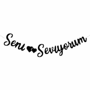 Seni Seviyorum Siyah Kaligrafi Banner