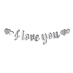 I Love You Gümüş Kaligrafi Banner