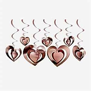3D Kalp Asmalı Tavan Süsü Rose Gold
